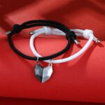 Pulseiras Amor Magnético: Par de Coração Dividido que se Atraem